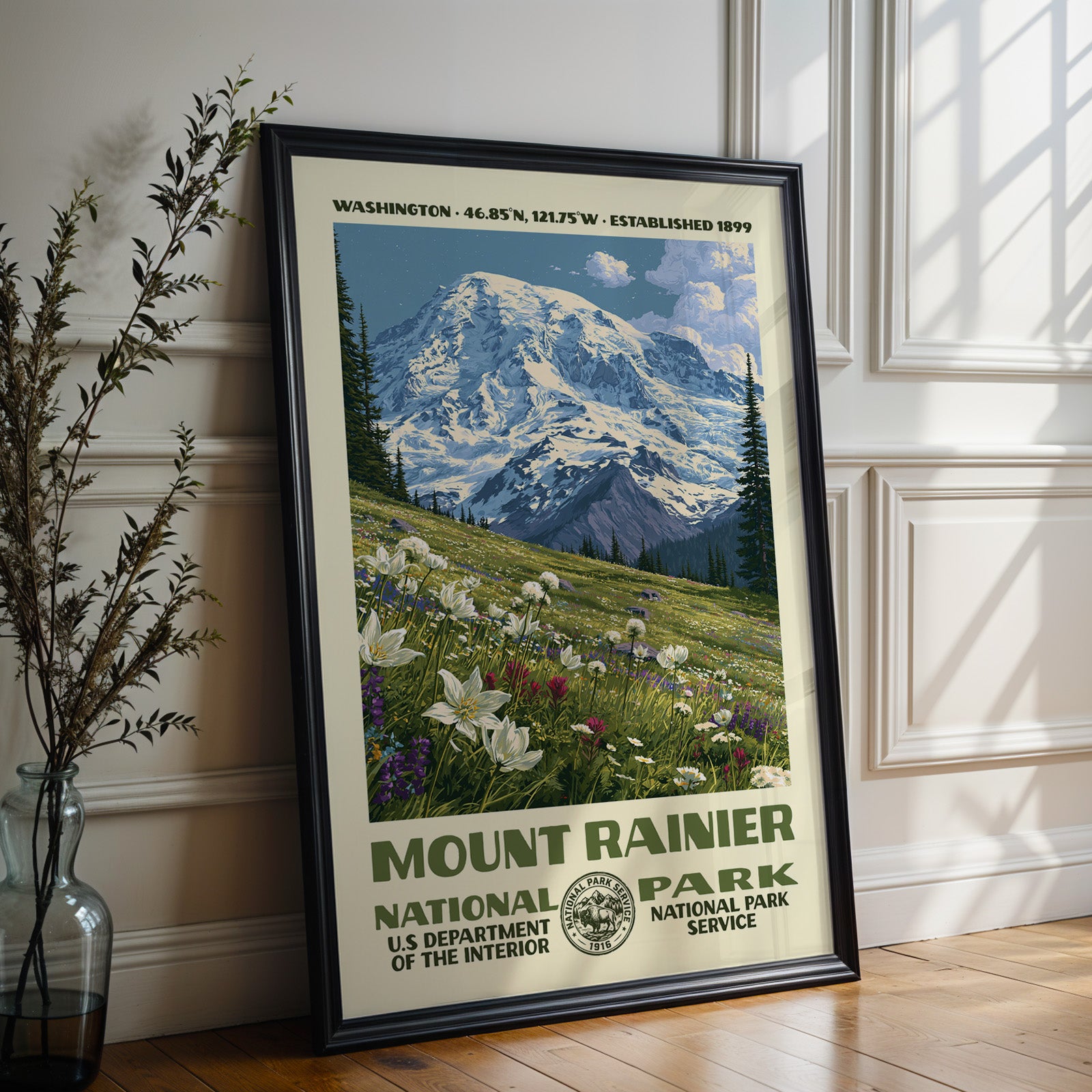 Mount Rainier National Park Vintage WPA Art