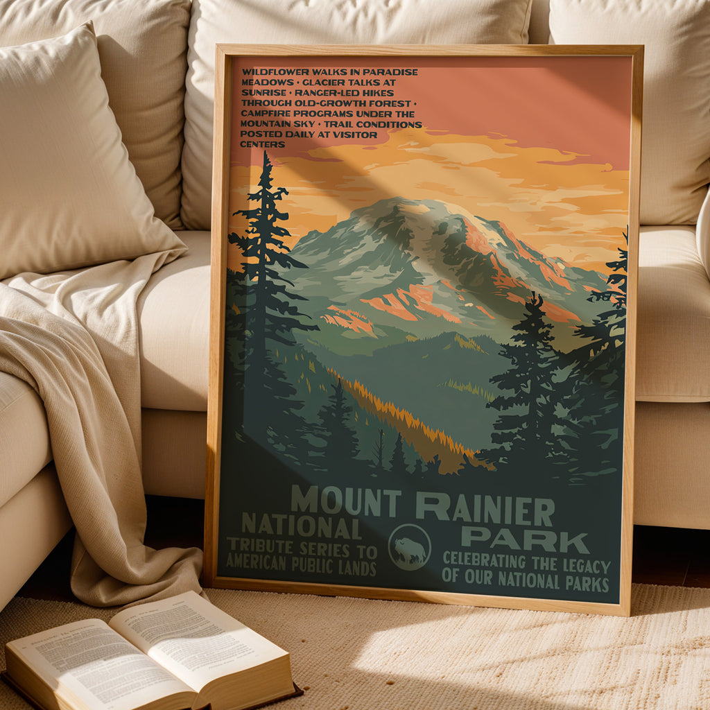 Mount Rainier National Park Vintage WPA Art