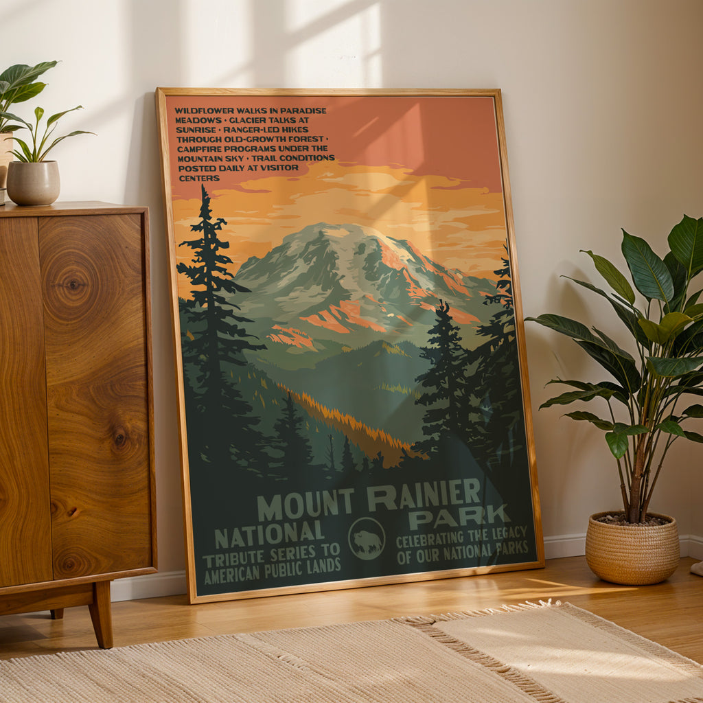 Mount Rainier National Park Vintage WPA Art