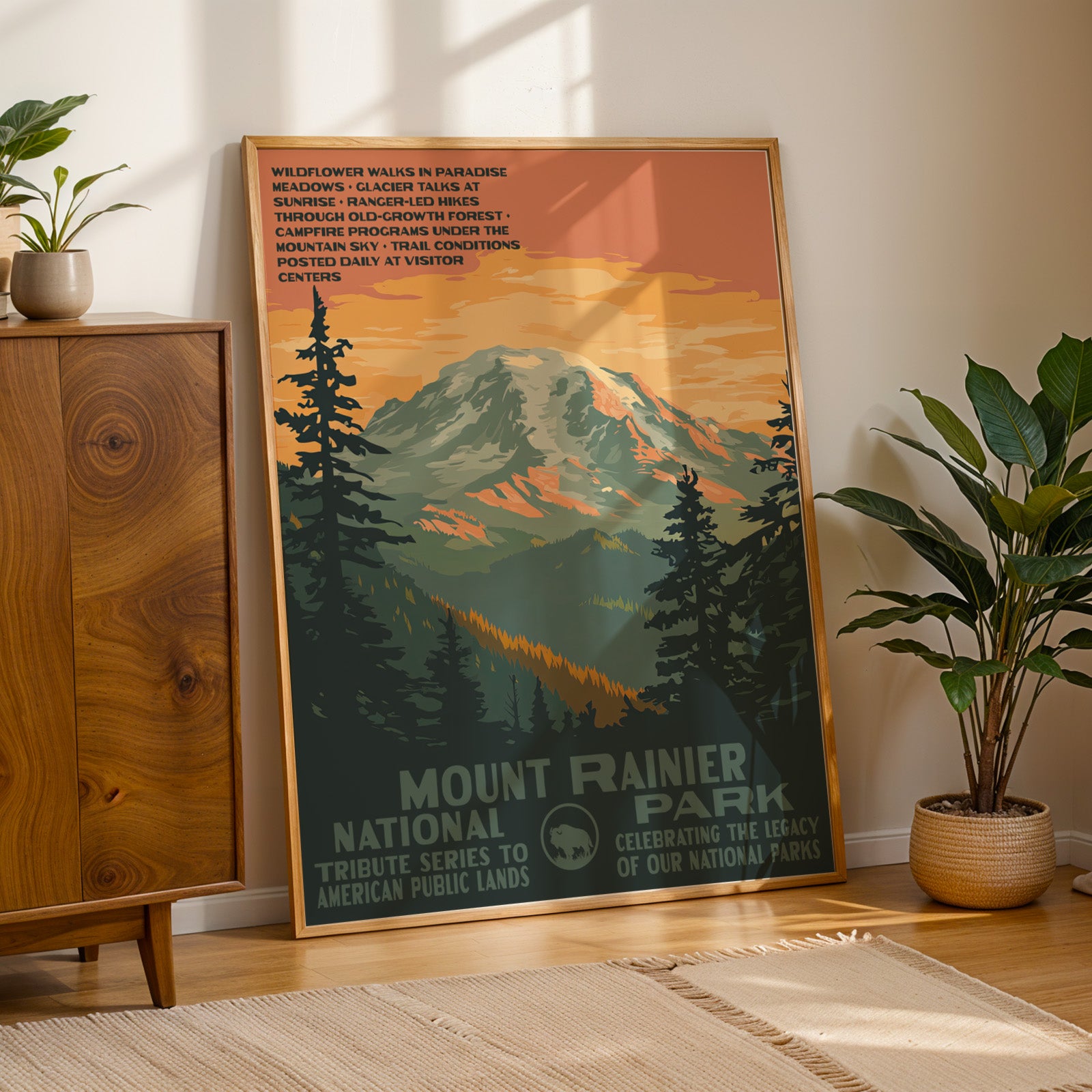 Mount Rainier National Park Vintage WPA Art
