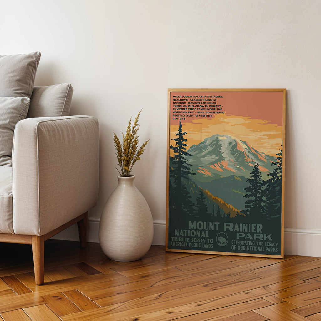 Mount Rainier National Park Vintage WPA Art
