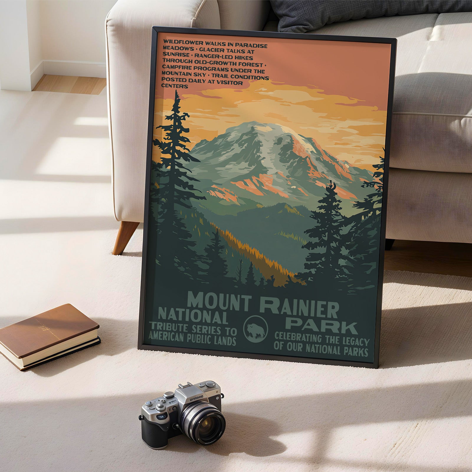 Mount Rainier National Park Vintage WPA Art