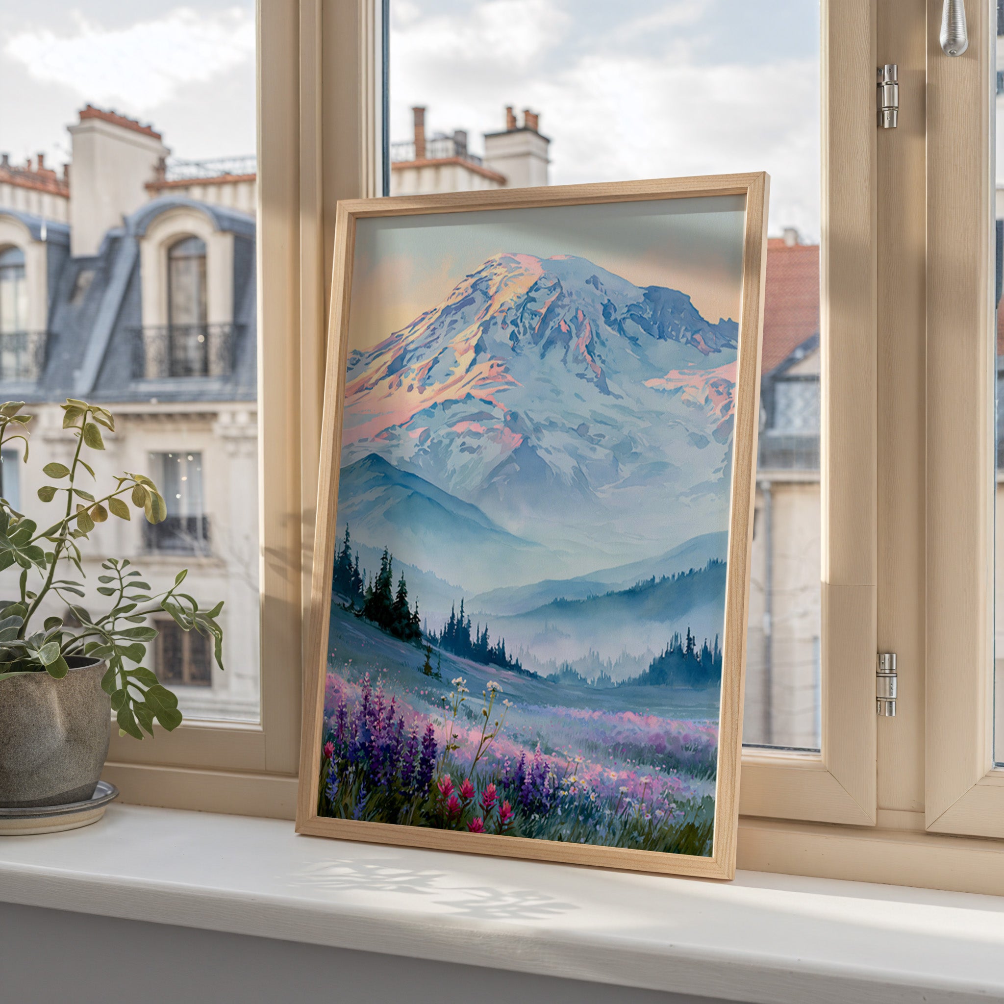 Mount Rainier National Park Watercolor Art
