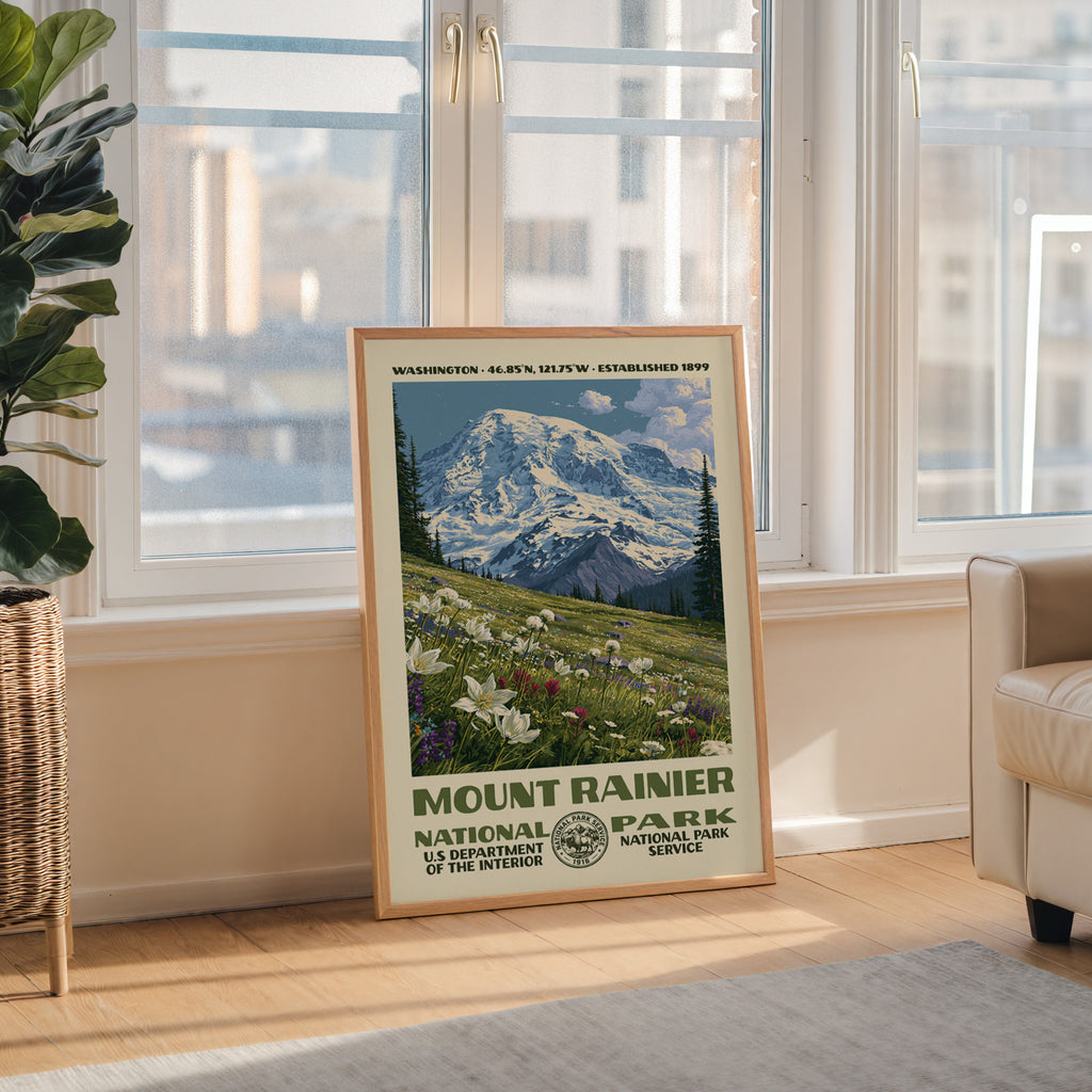 Mount Rainier National Park Vintage WPA Art