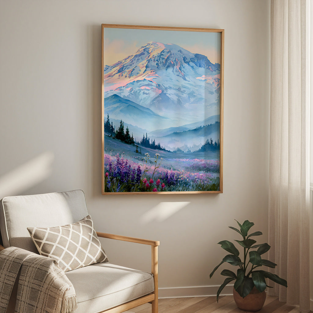 Mount Rainier National Park Watercolor Art