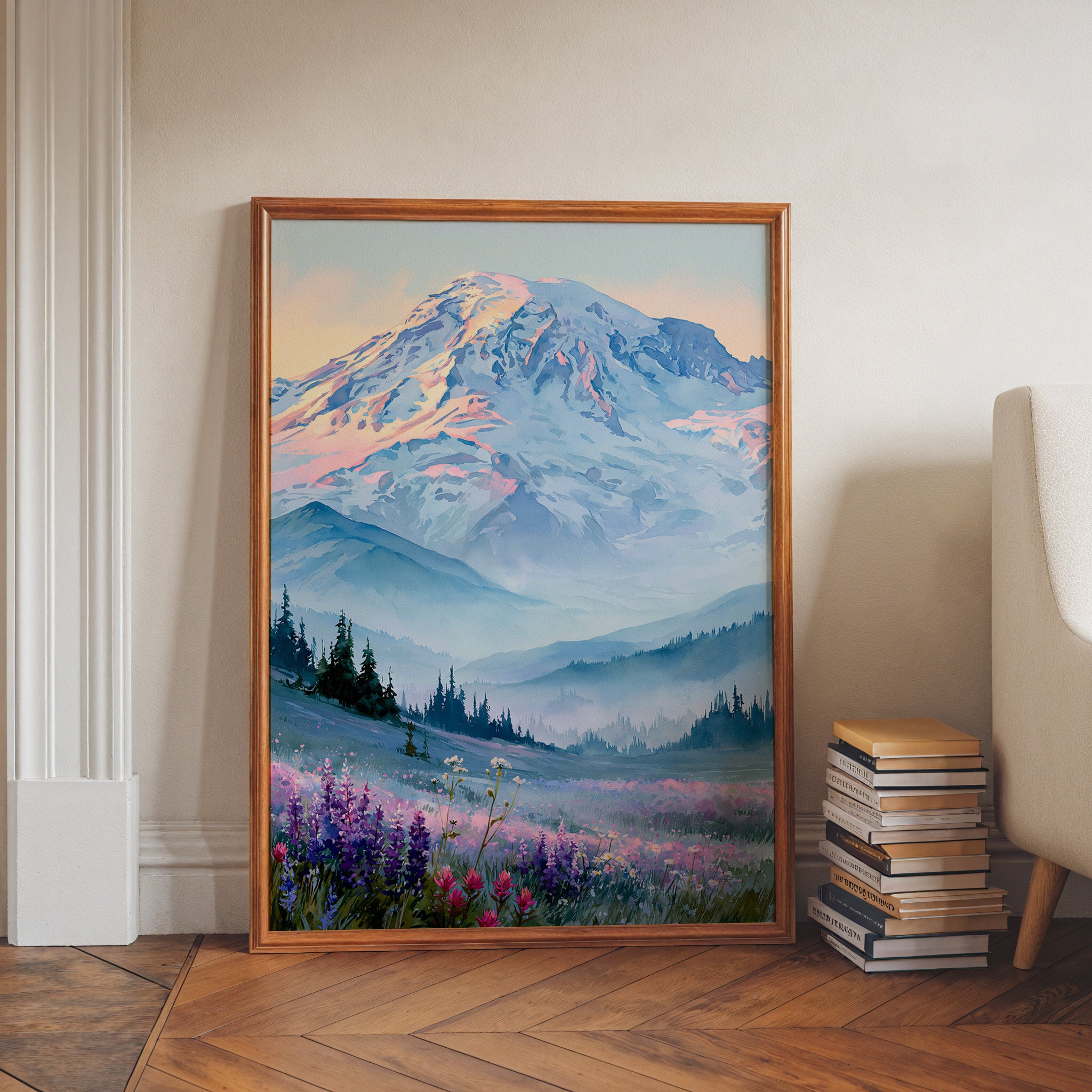 Mount Rainier National Park Watercolor Art