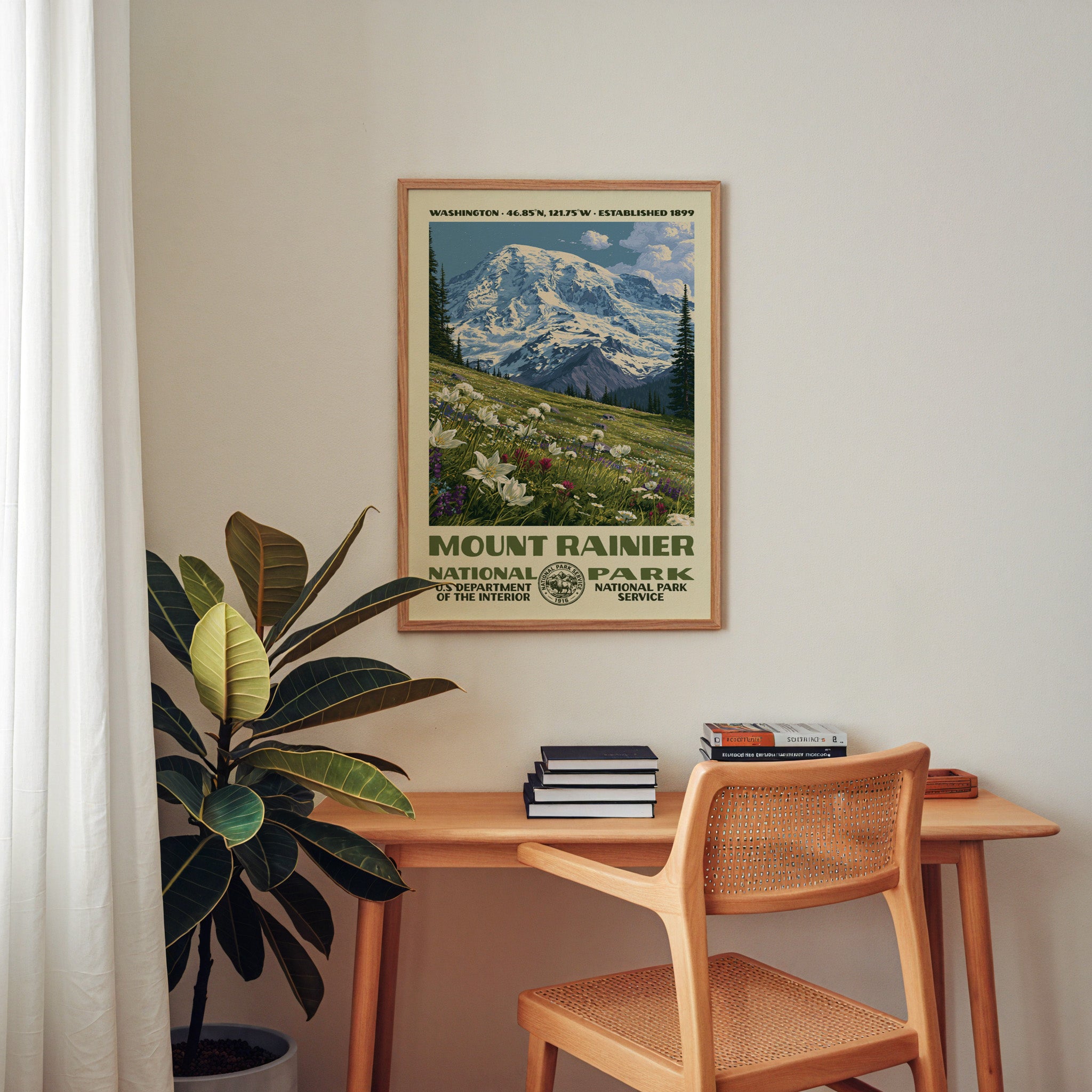 Mount Rainier National Park Vintage WPA Art