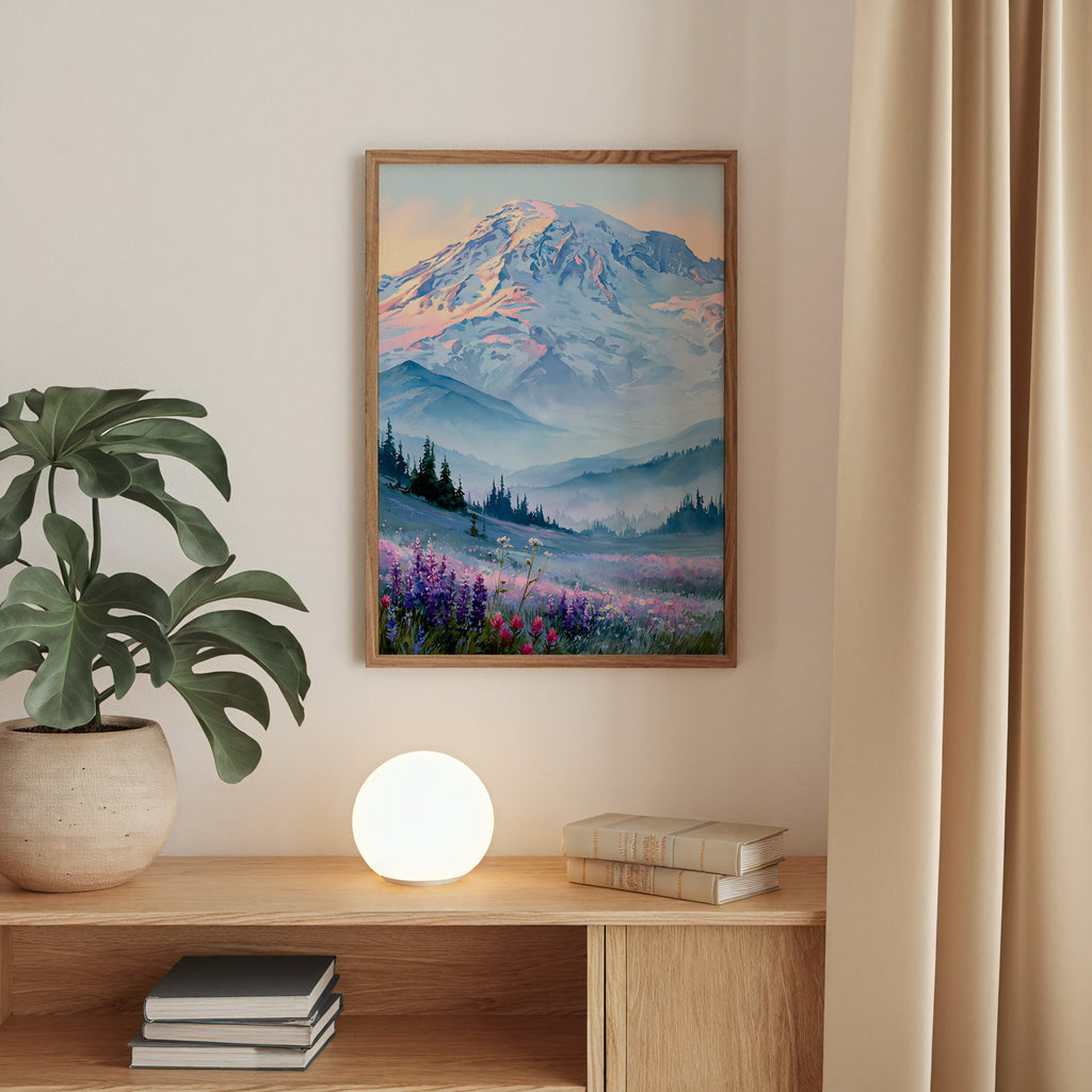 Mount Rainier National Park Watercolor Art