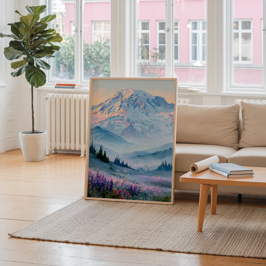 Mount Rainier National Park Watercolor Art