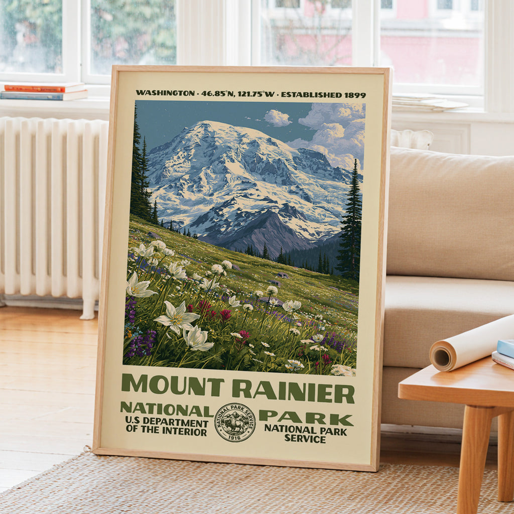 Mount Rainier National Park Vintage WPA Art