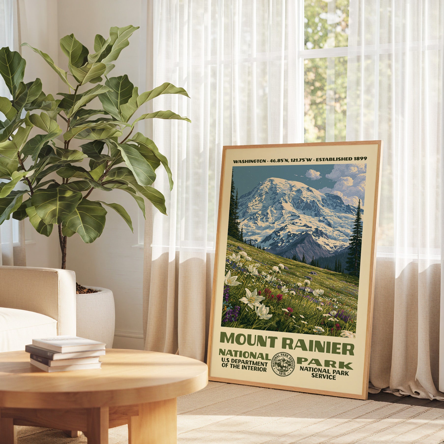 Mount Rainier National Park Vintage WPA Art