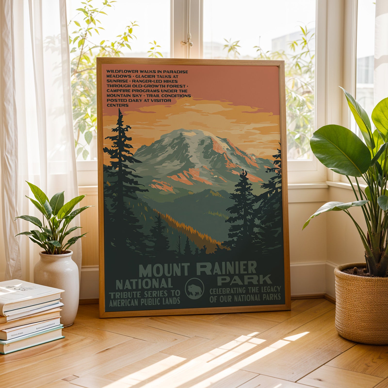 Mount Rainier National Park Vintage WPA Art