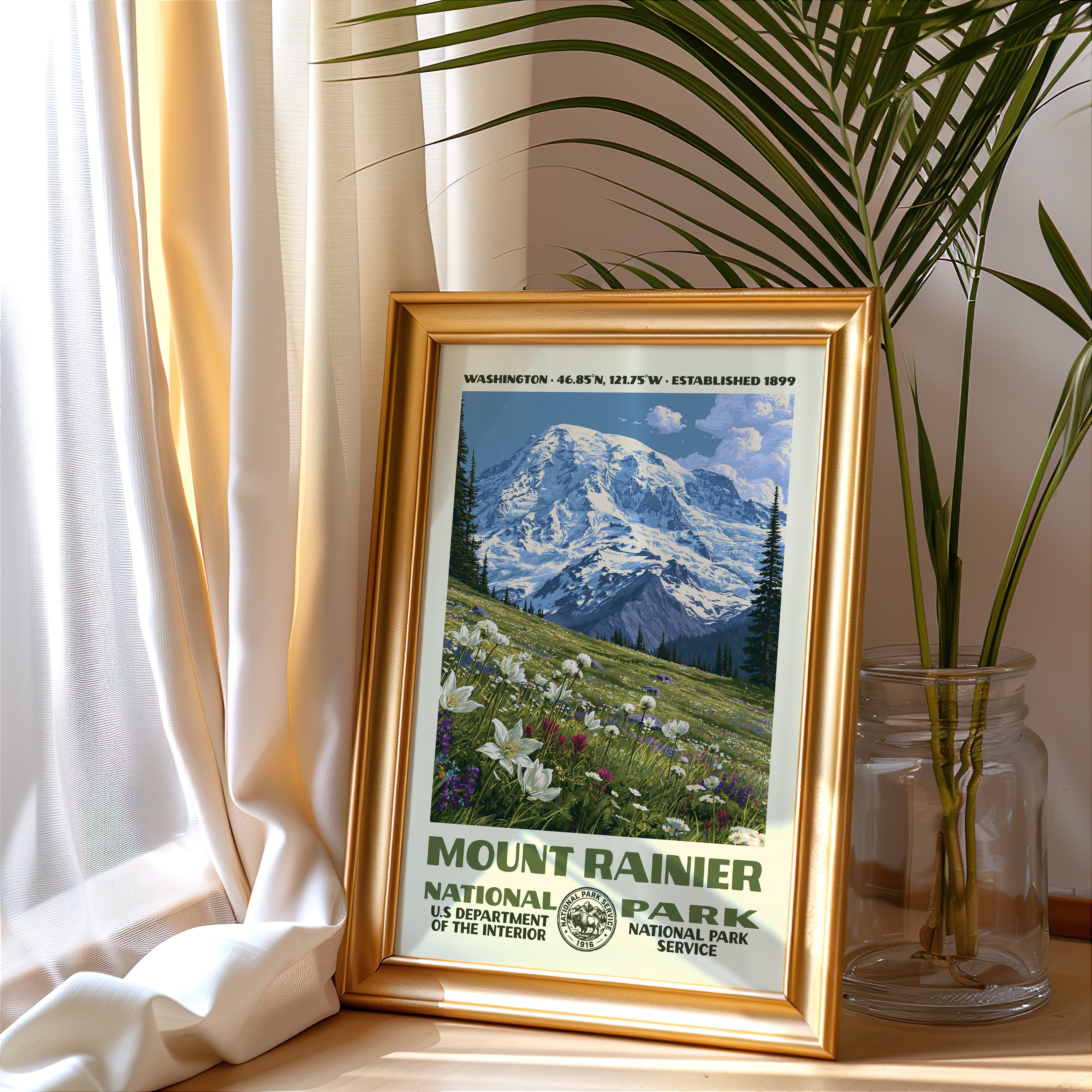 Mount Rainier National Park Vintage WPA Art