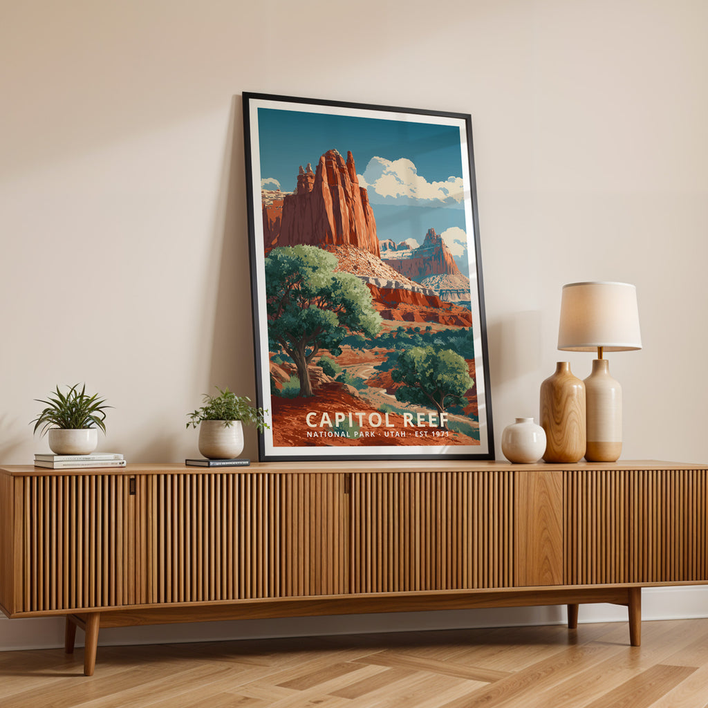 Capitol Reef National Park Retro Art Print