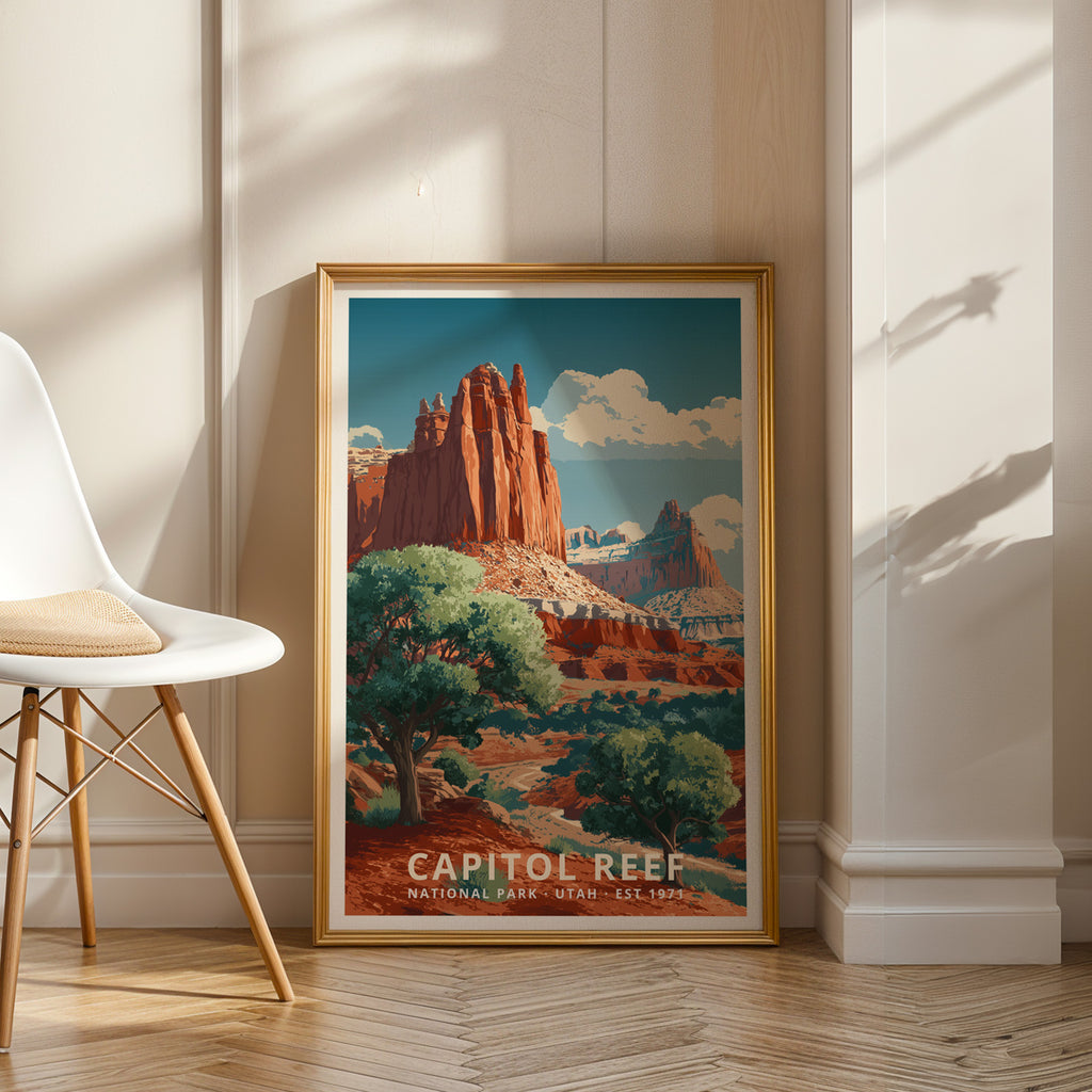 Capitol Reef National Park Retro Art Print