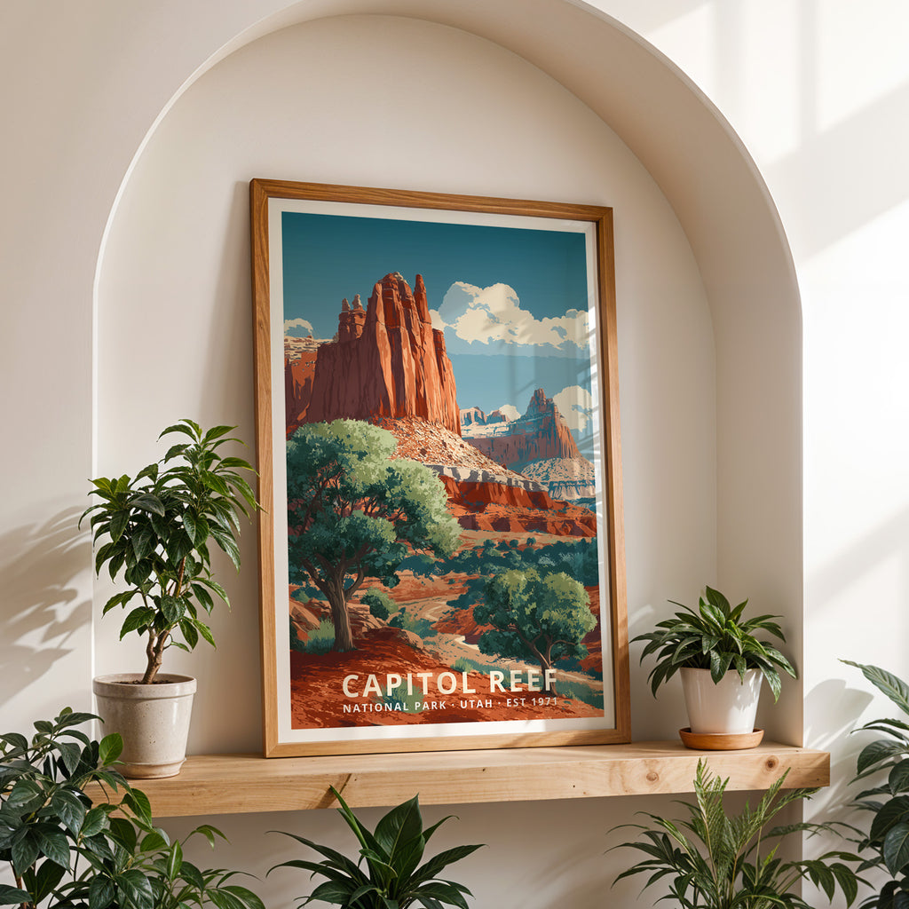 Capitol Reef National Park Retro Art Print