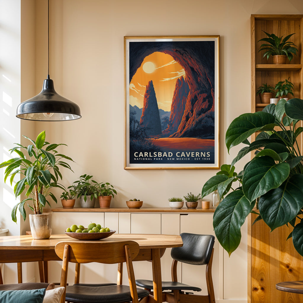 Carlsbad Caverns National Park Retro Art Print
