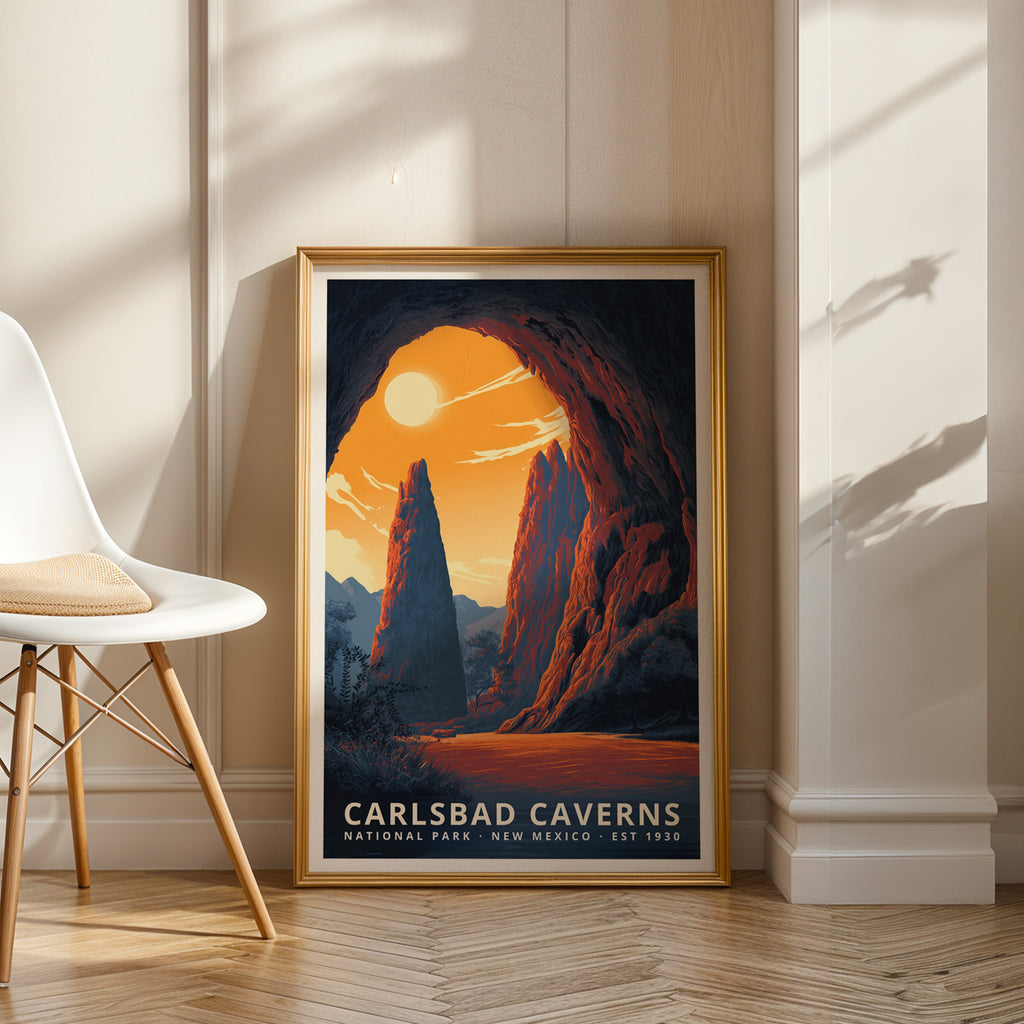 Carlsbad Caverns National Park Retro Art Print