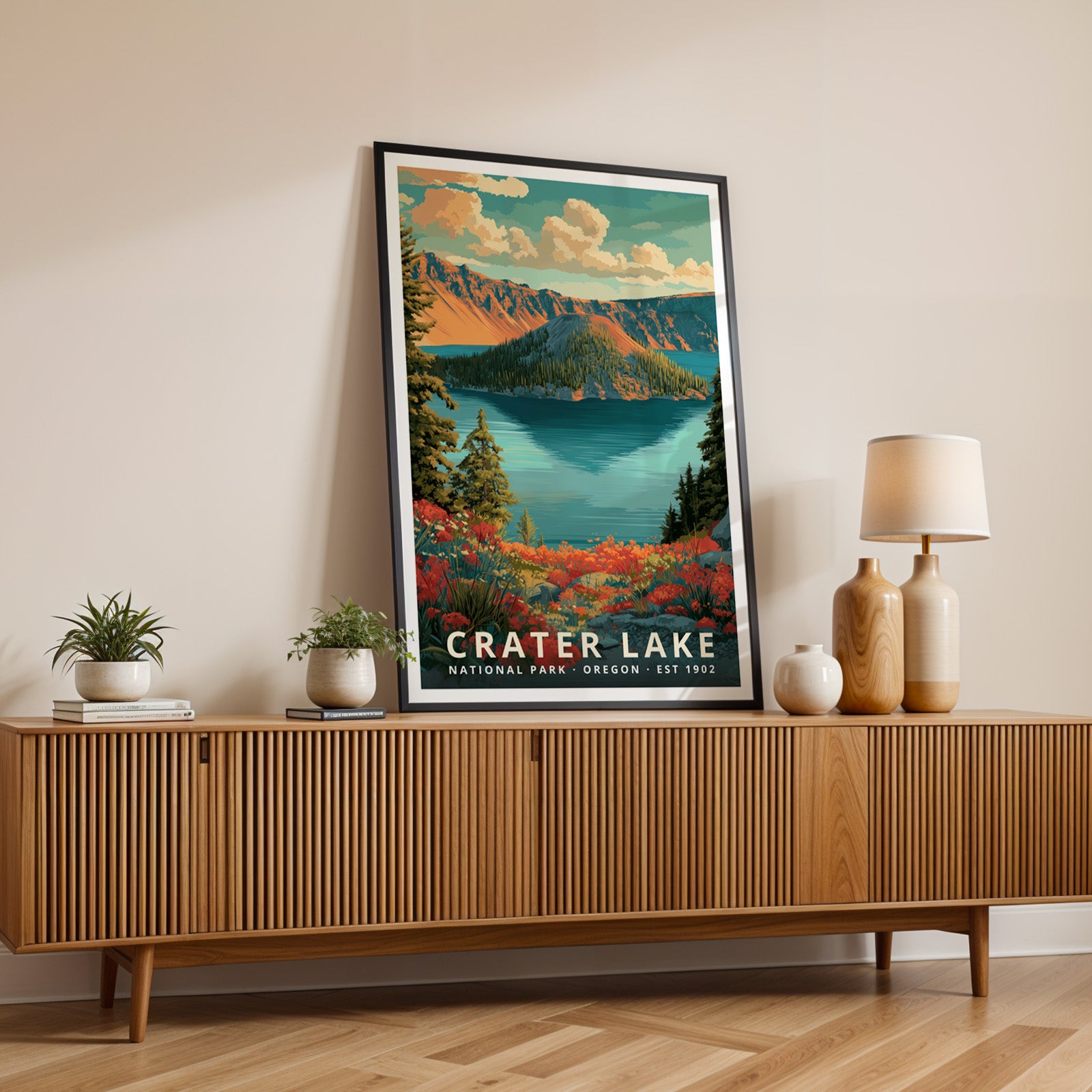 Crater Lake National Park Retro Art Print