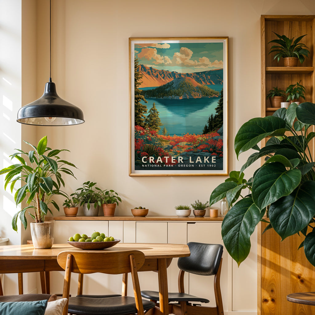 Crater Lake National Park Retro Art Print