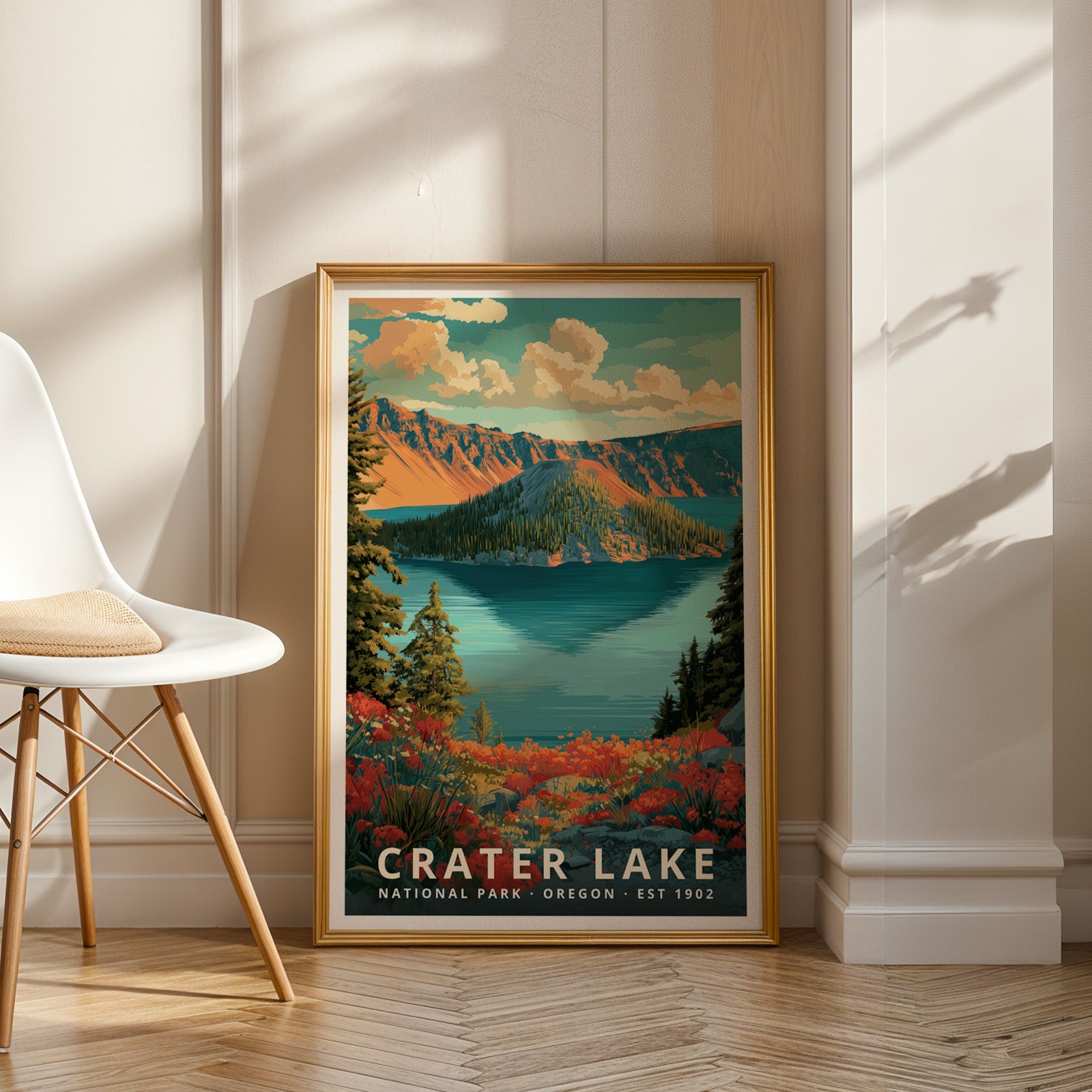Crater Lake National Park Retro Art Print
