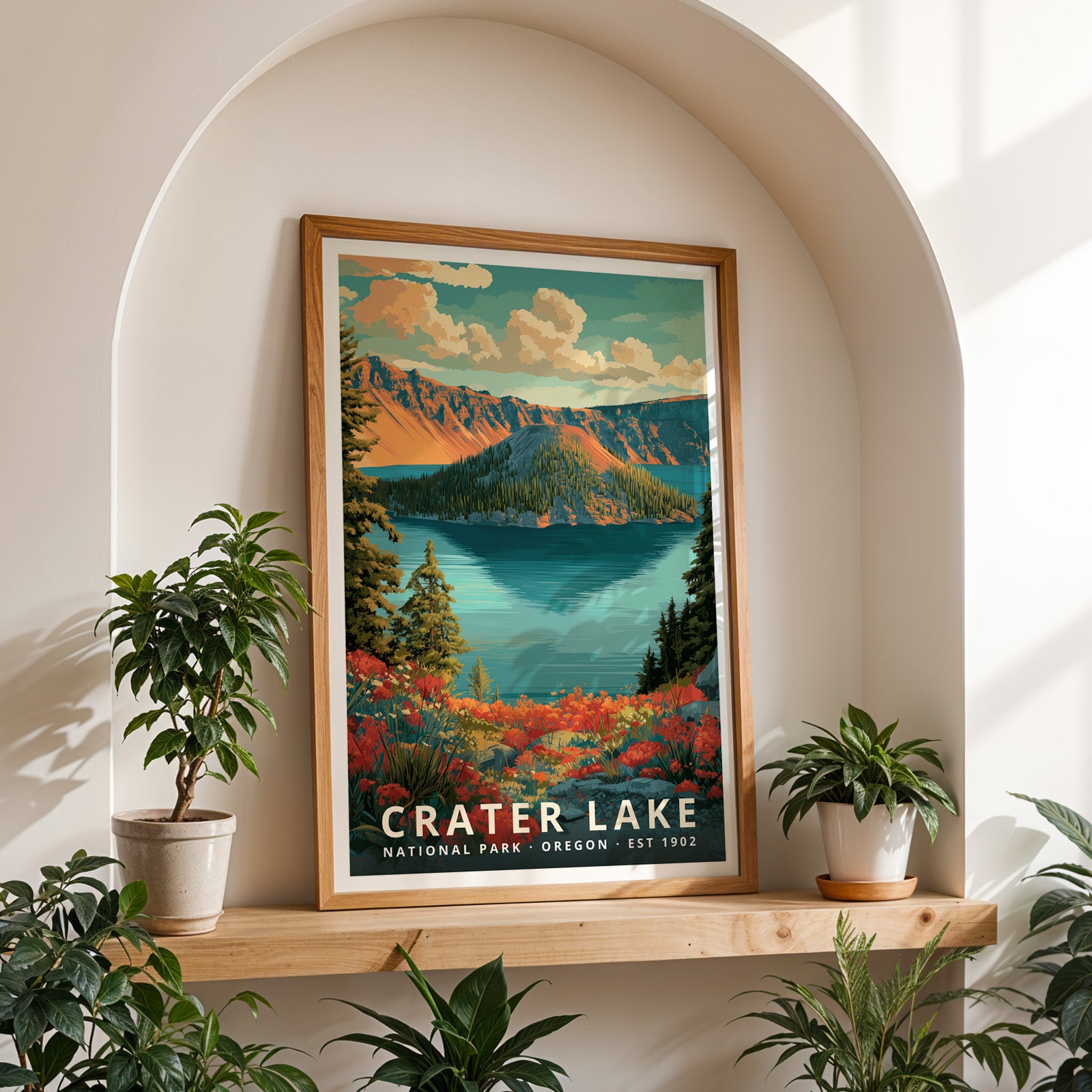 Crater Lake National Park Retro Art Print