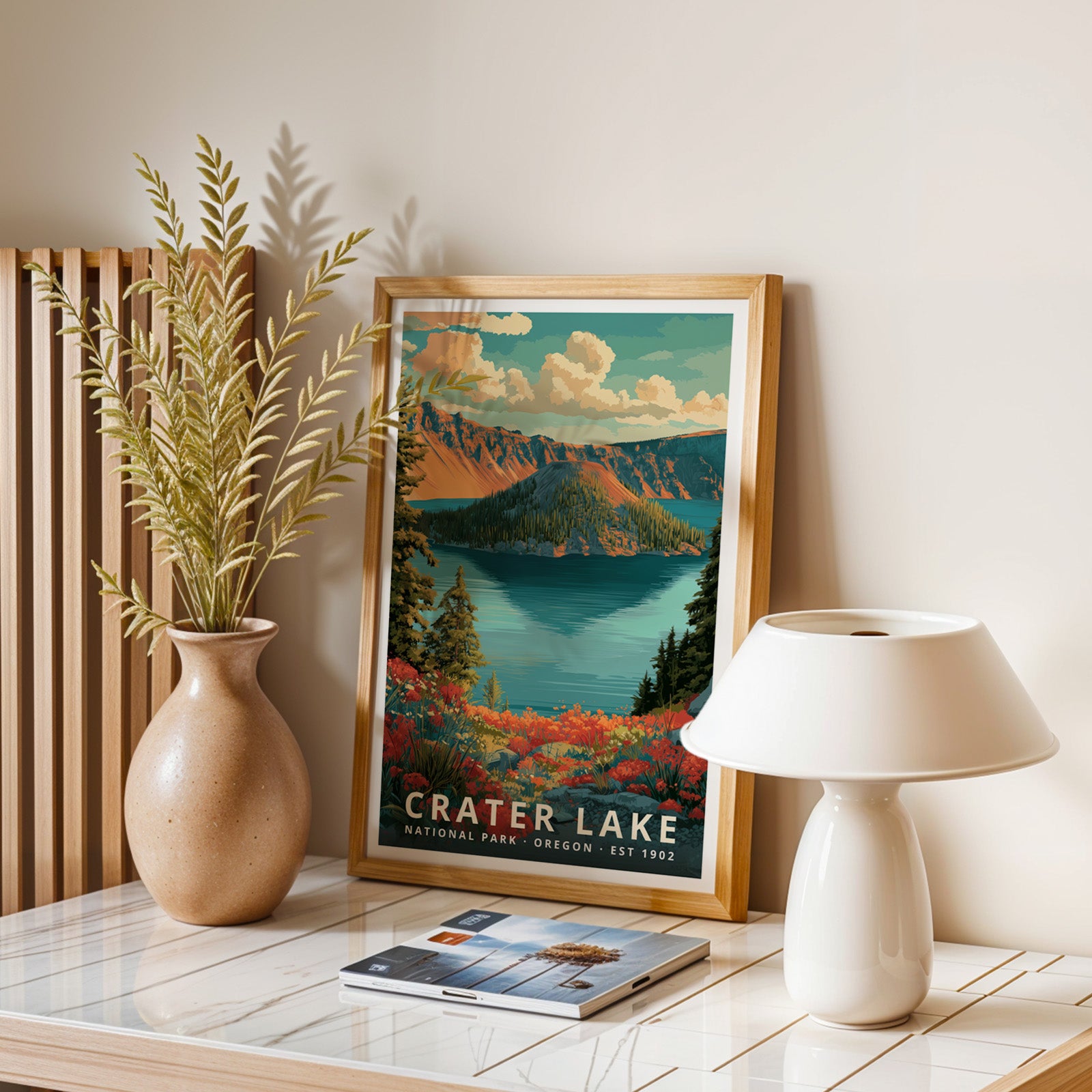 Crater Lake National Park Retro Art Print