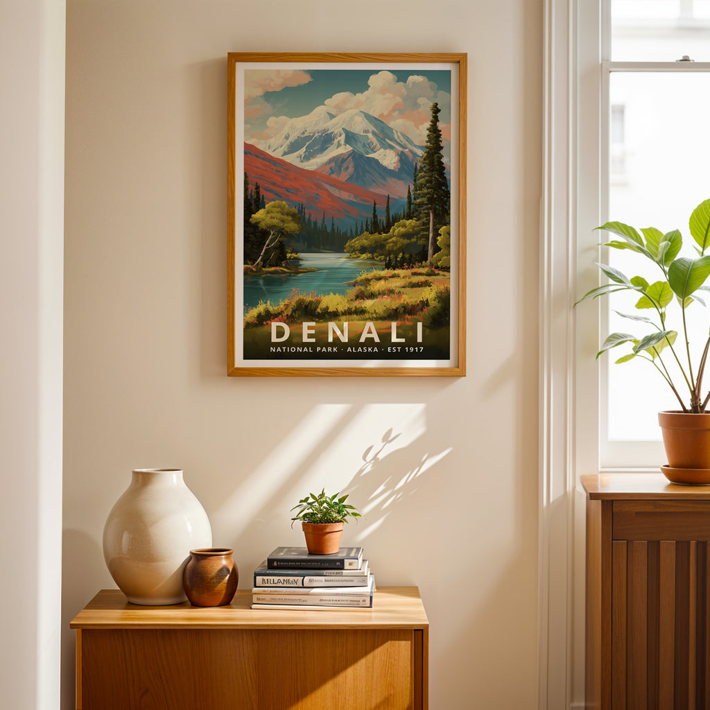 Denali National Park Retro Art Print