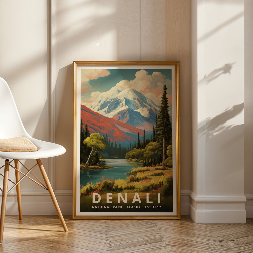 Denali National Park Retro Art Print