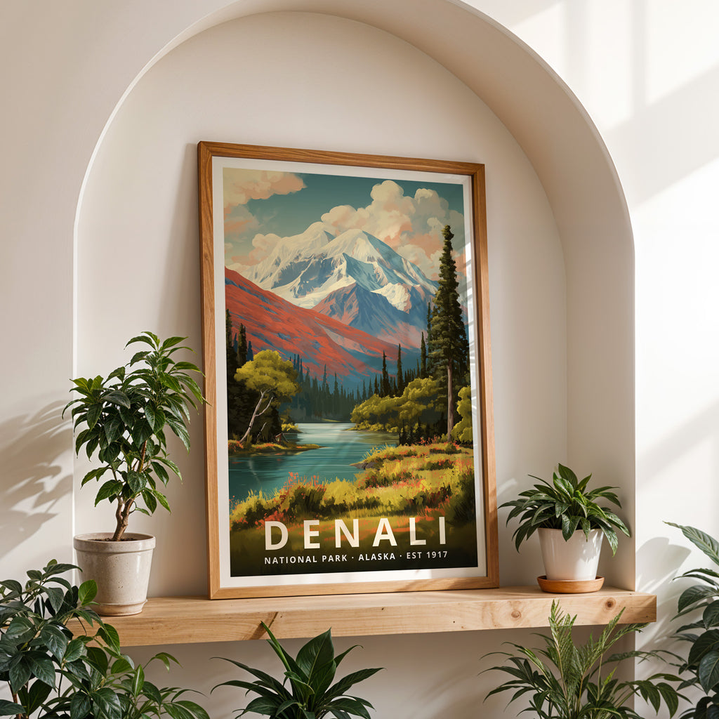 Denali National Park Retro Art Print
