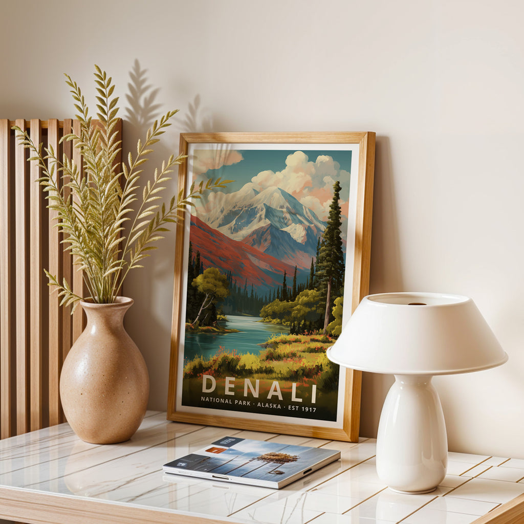 Denali National Park Retro Art Print