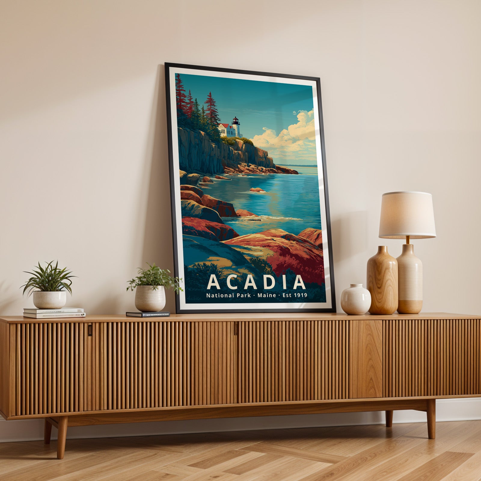 Acadia National Park Retro Art Print