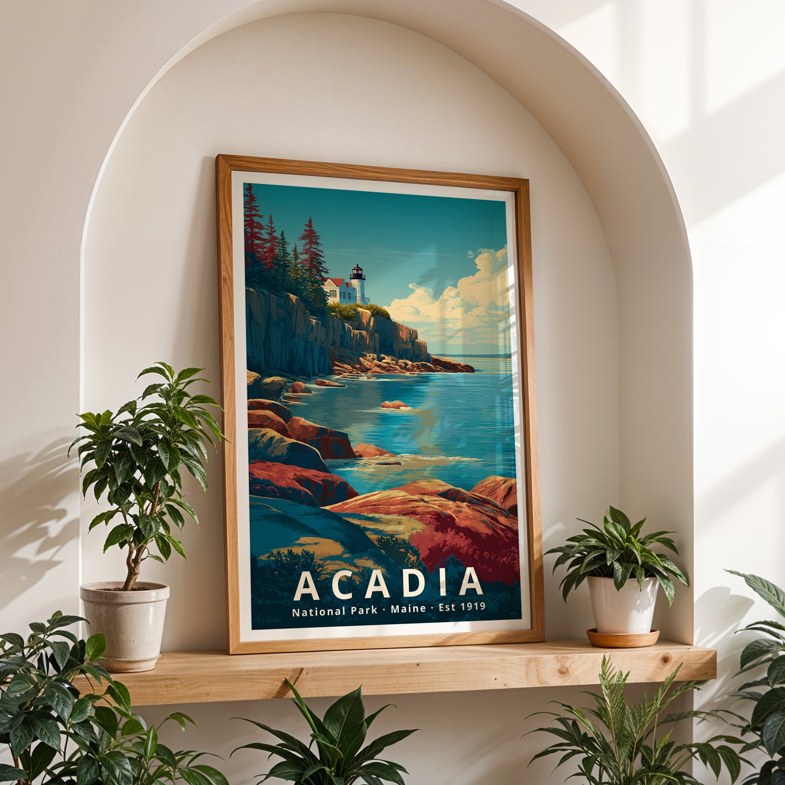 Acadia National Park Retro Art Print