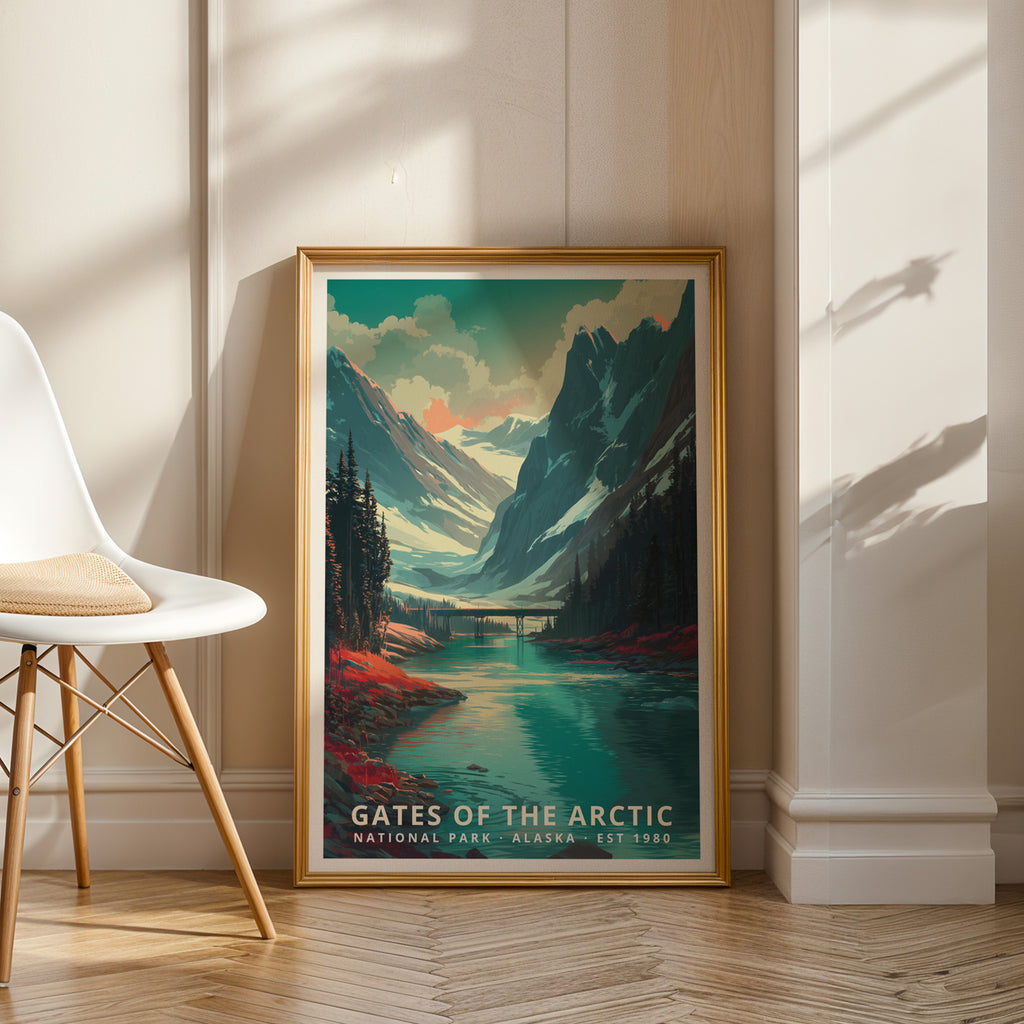 Gates of the Arctic National Park Retro Art Print
