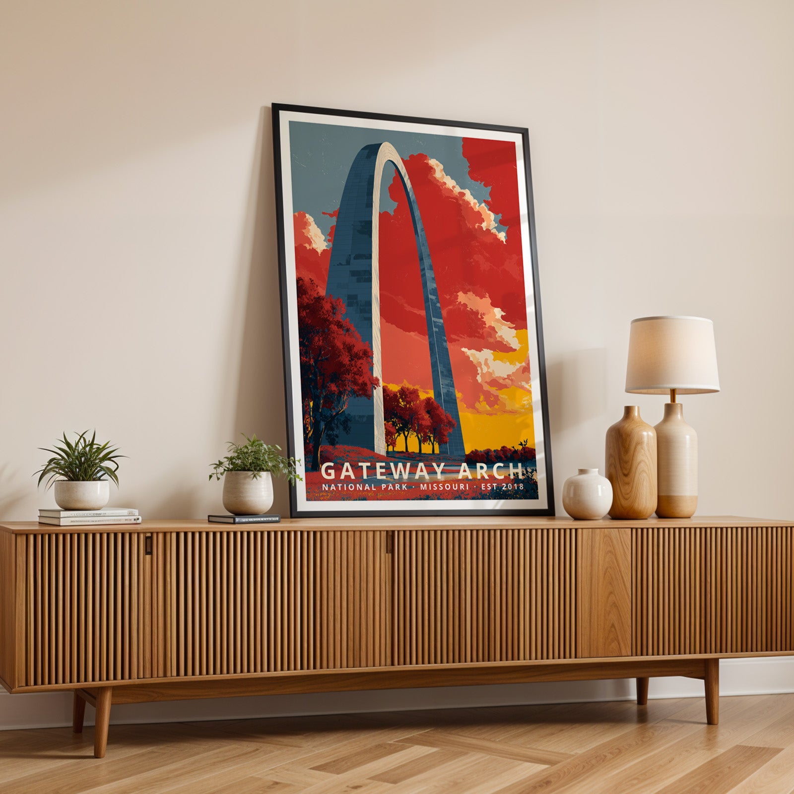Gateway Arch National Park Retro Art Print