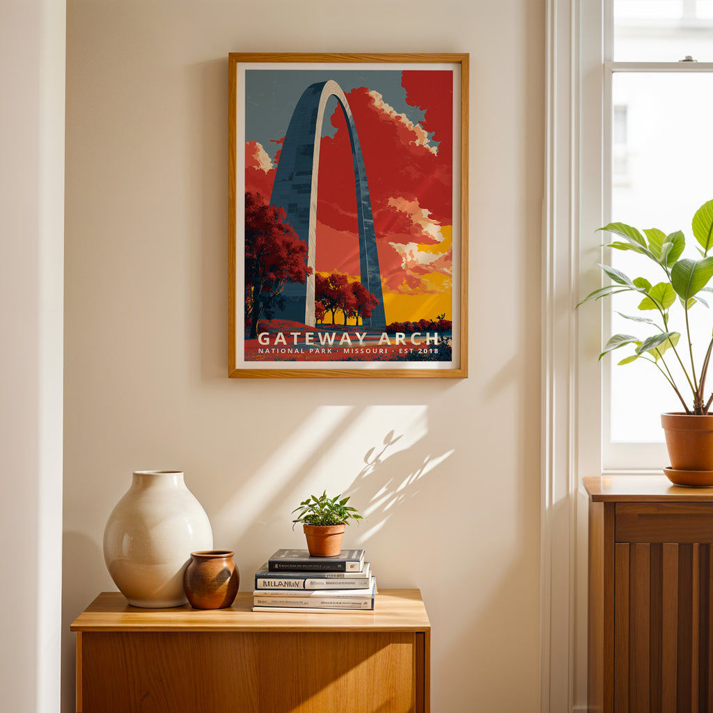 Gateway Arch National Park Retro Art Print