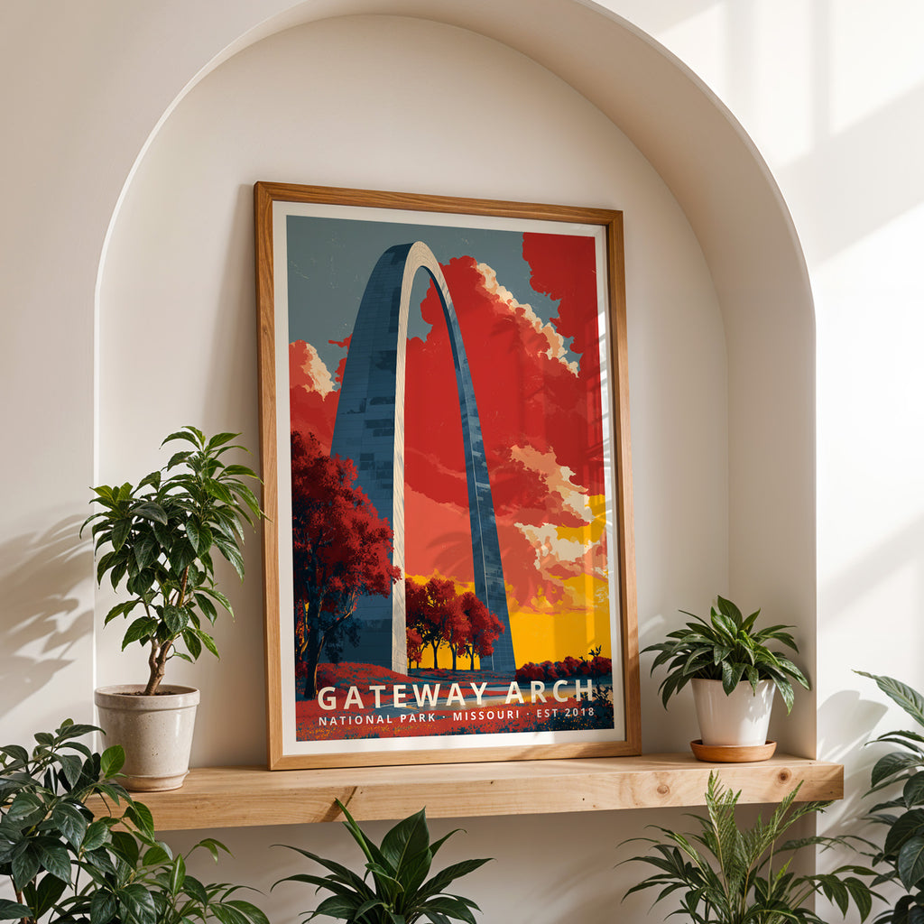 Gateway Arch National Park Retro Art Print