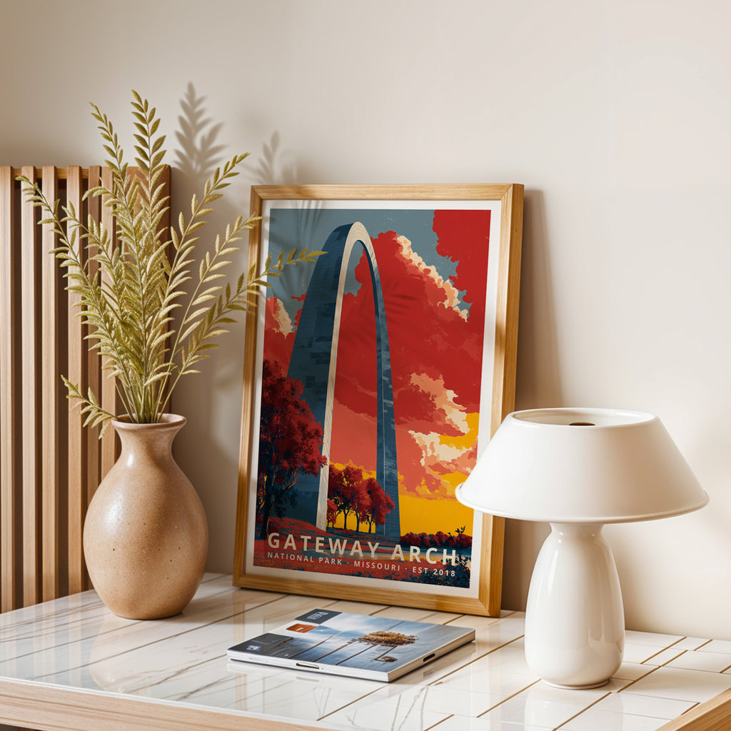 Gateway Arch National Park Retro Art Print