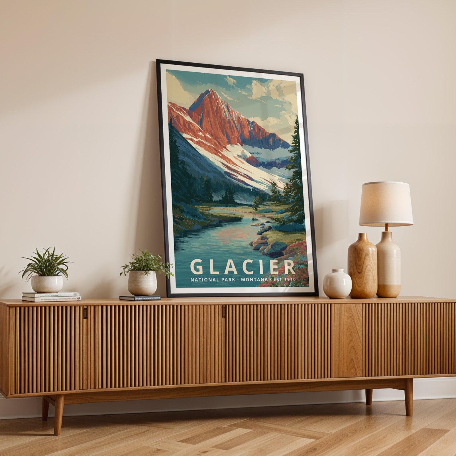 Glacier National Park Retro Art Print