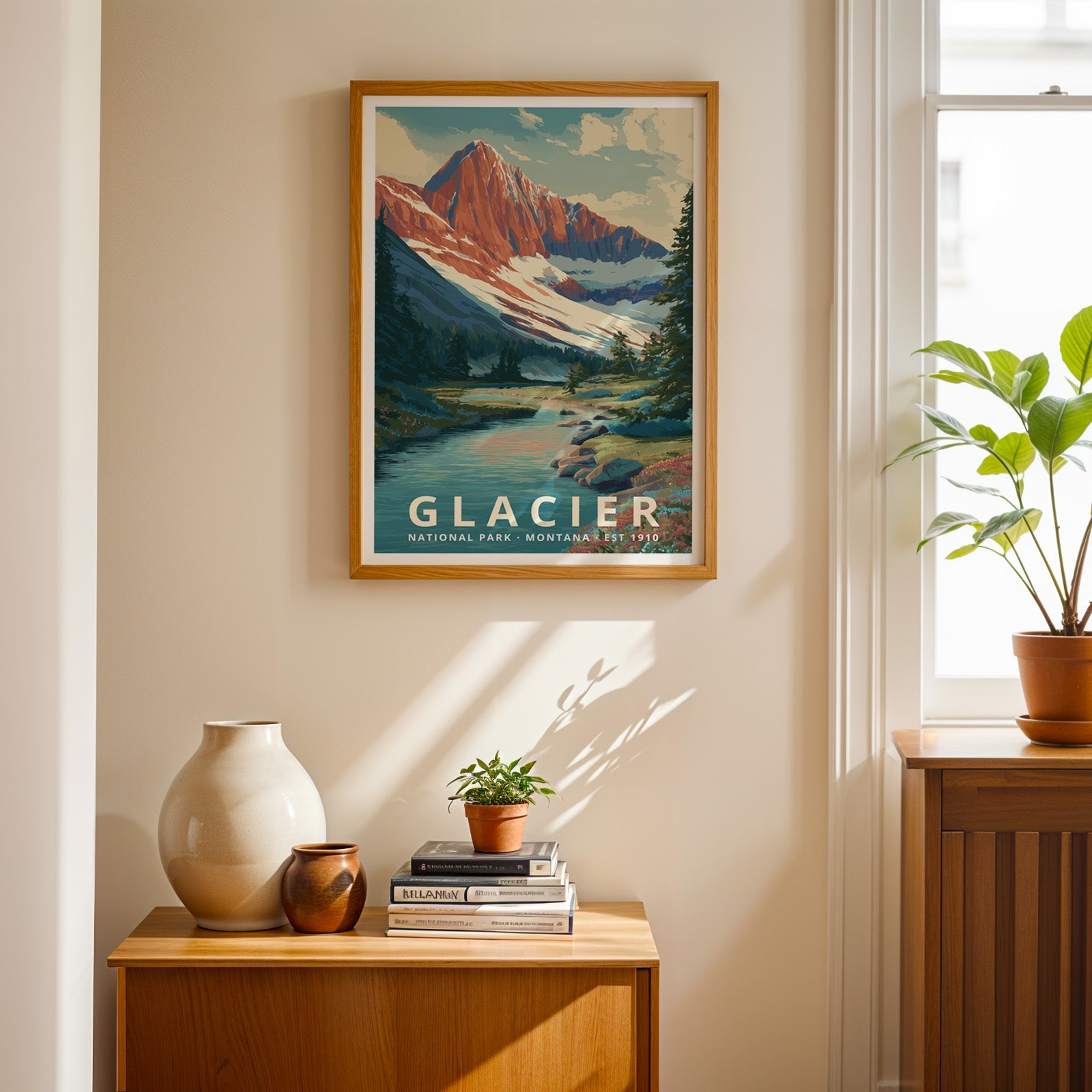 Glacier National Park Retro Art Print
