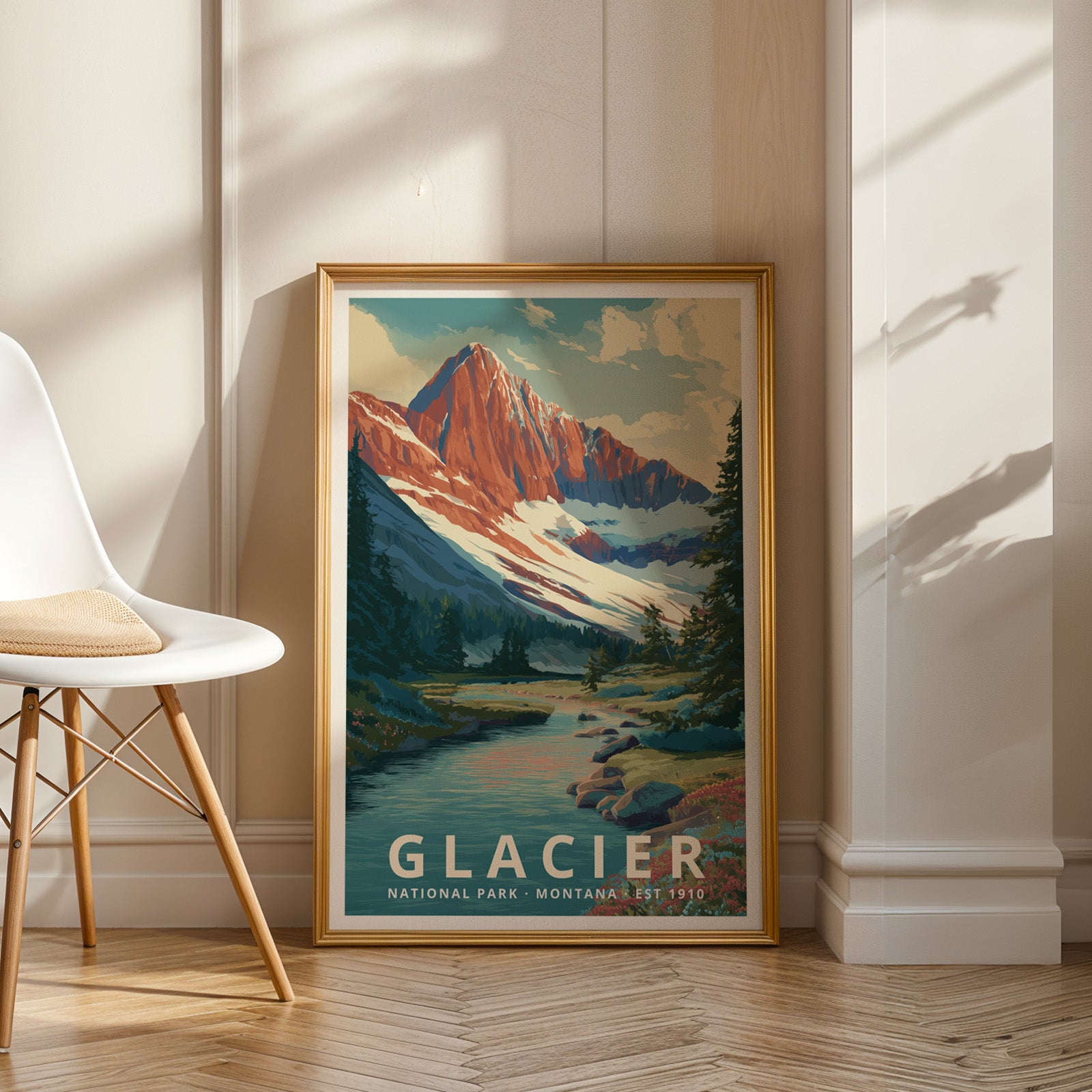 Glacier National Park Retro Art Print
