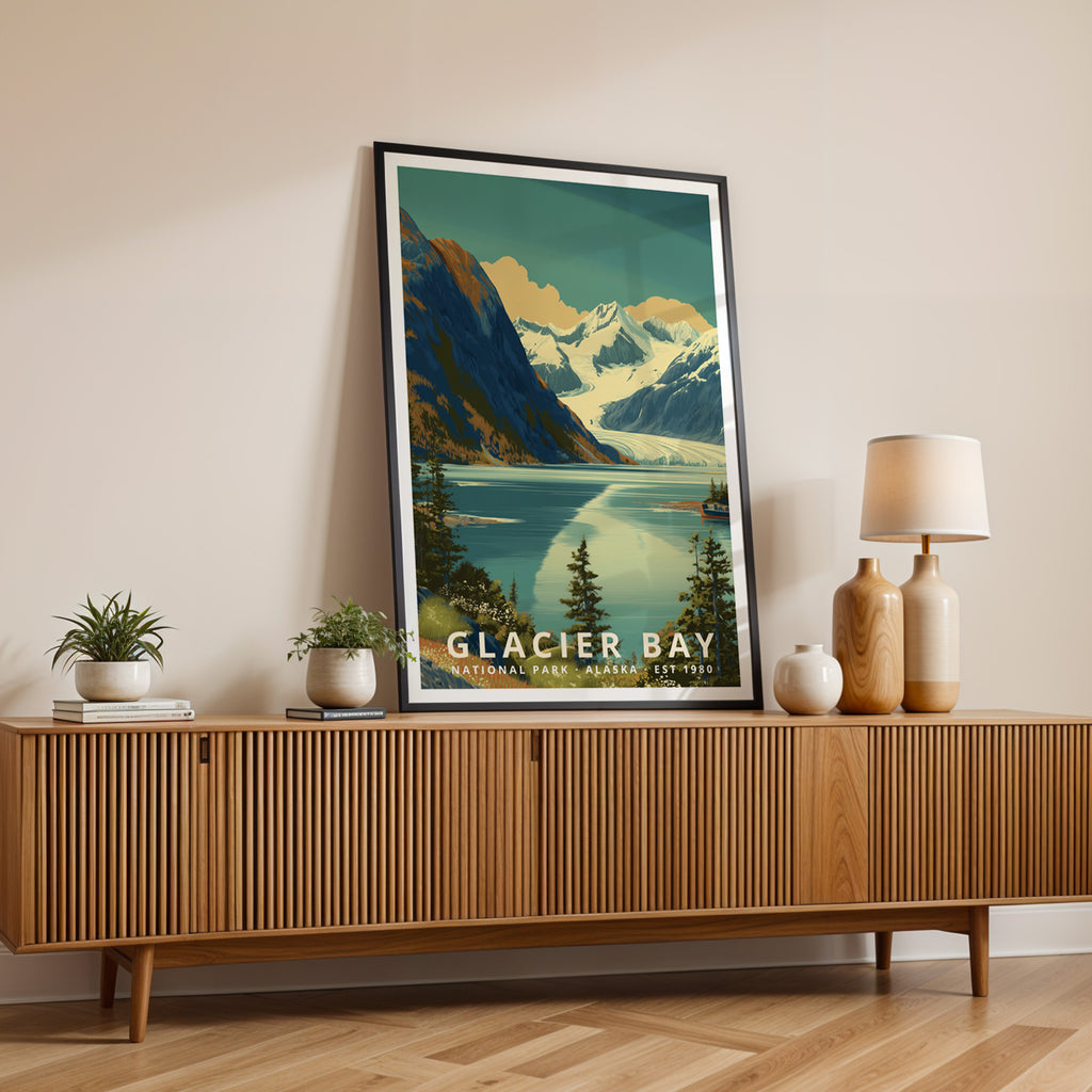 Glacier Bay National Park Retro Art Print