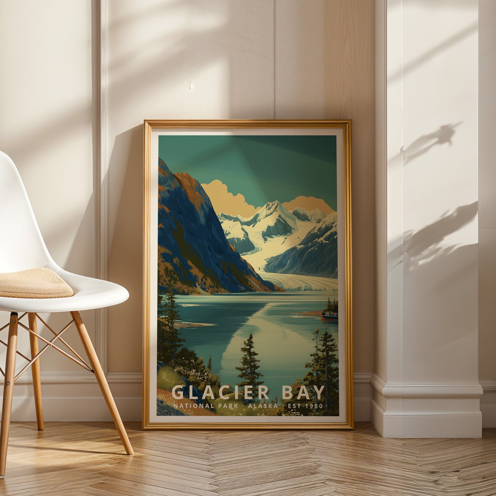 Glacier Bay National Park Retro Art Print