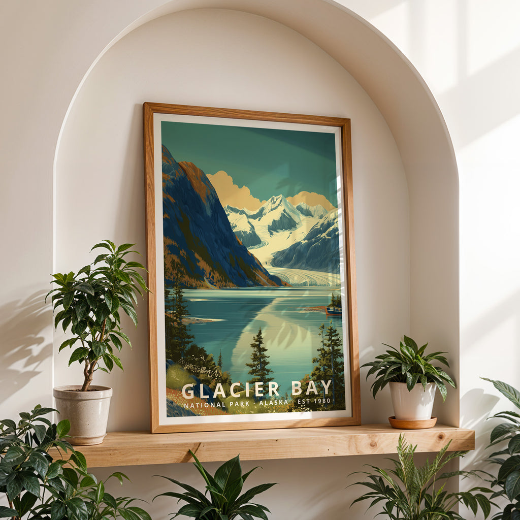 Glacier Bay National Park Retro Art Print