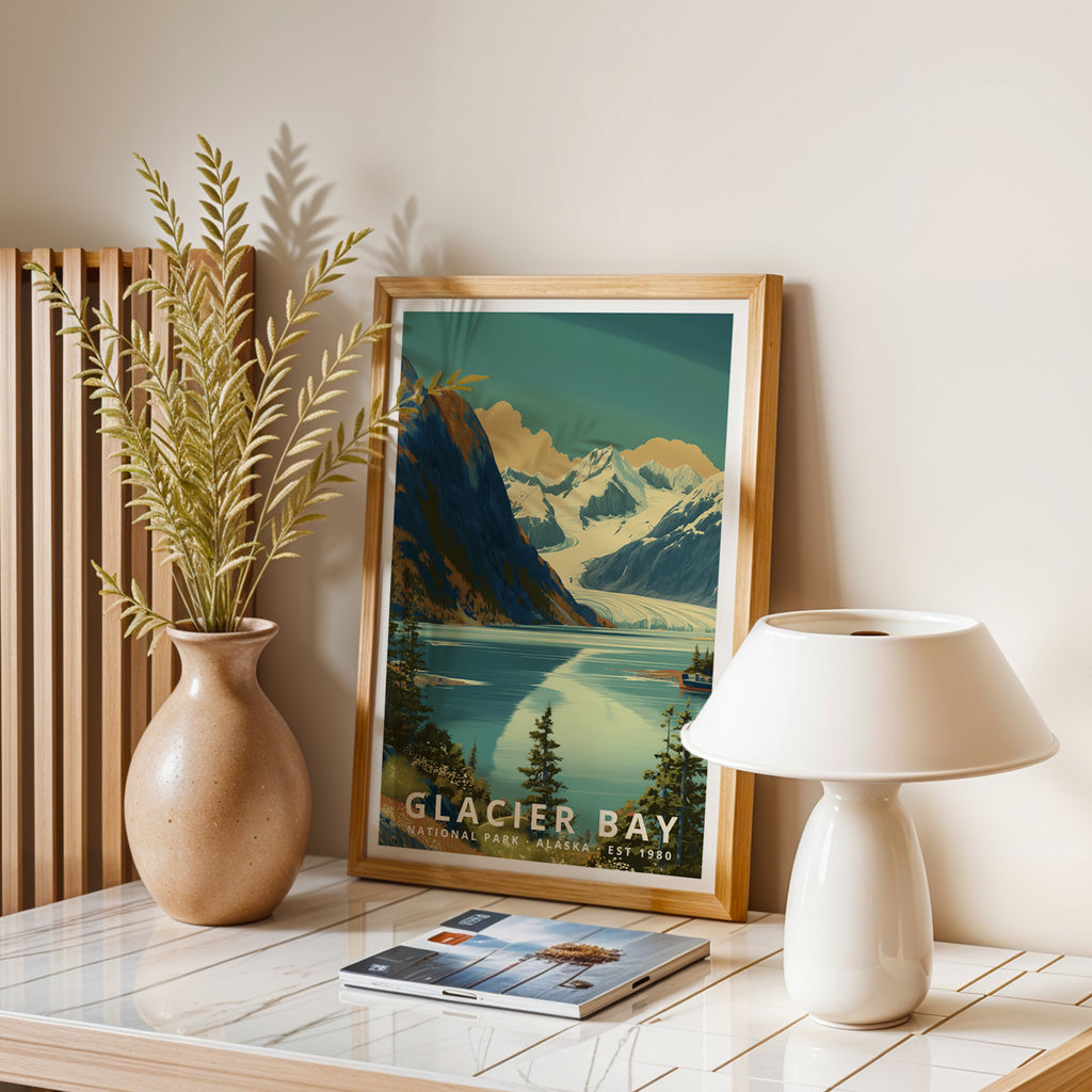 Glacier Bay National Park Retro Art Print