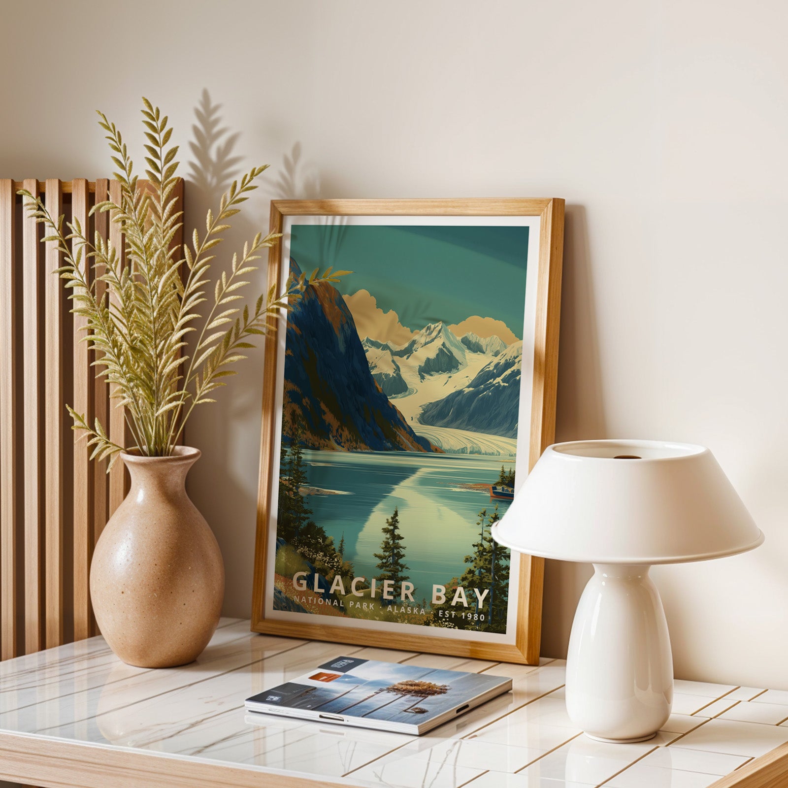 Glacier Bay National Park Retro Art Print