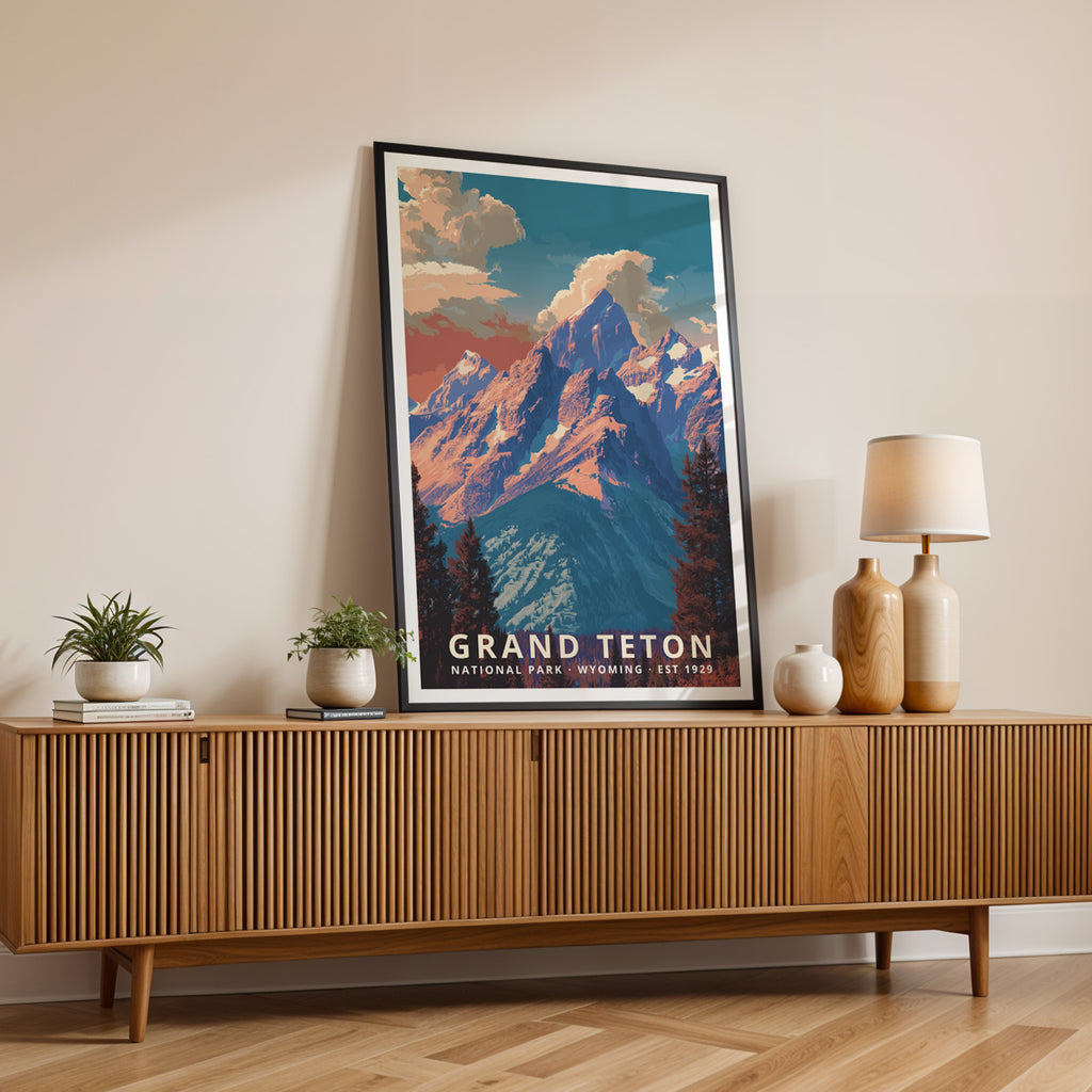 Grand Teton National Park Retro Art Print