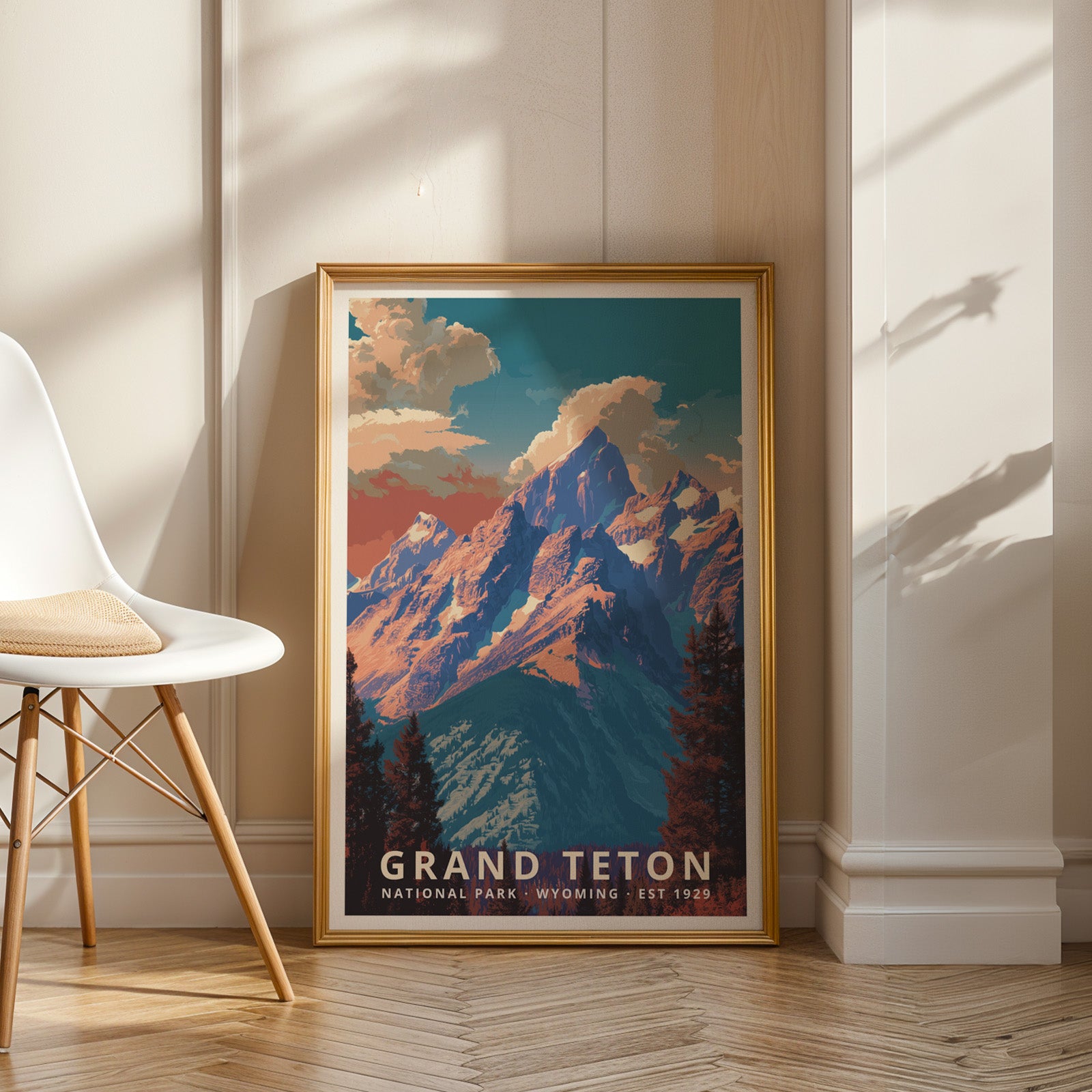 Grand Teton National Park Retro Art Print
