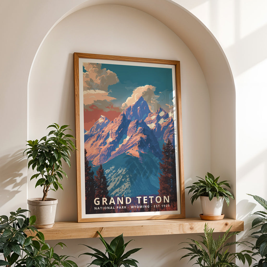 Grand Teton National Park Retro Art Print