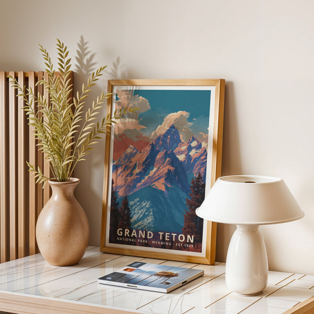 Grand Teton National Park Retro Art Print